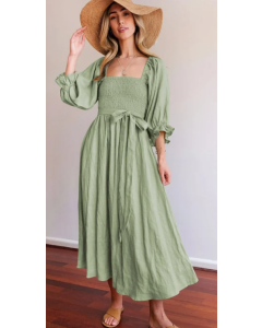 DICCOUNT FRENCH RUFFLED LANTERN SLEEVES MULTI-WEAR DRESS