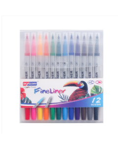 Skyglory children's painting double-headed line drawing pen, art soft-headed watercolor pen, specifications: 12-color silver rod