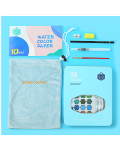 36 colors solid watercolor paint portable iron box beginners hand-painted painting tool set / single box