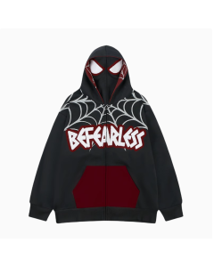 Halloween Double Hood Spiderman Jacket Plus Velvet