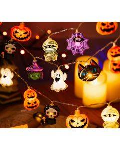 Halloween costume horror spider web skull decoration pumpkin atmosphere light string(3M, 6M USB type / 10M CN plug type)