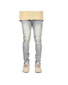 Men's distressed zipper embellished jeans