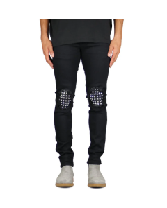 Men's ripped rivet jeans