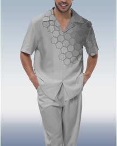 Suitmens Geometric Short Sleeve Walking Shirt for Men