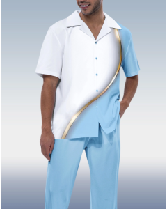 Blue Gradient Short Sleeve Hiking Suit for Men by Suitmens