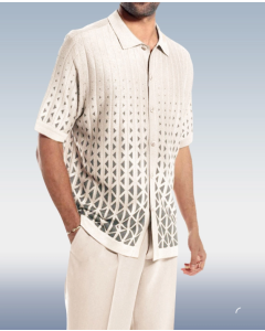 Criss-Cross Walking Suit Short Sleeve Set in White