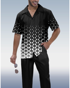 Short Sleeve Walking Suit with Black Cross Design