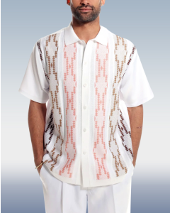 Short Sleeve Walking Pants with Colorblock Print, Two-Piece Design