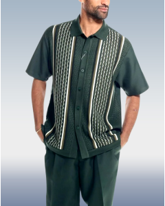 Men's 2-Piece Walking Suit: Short Sleeve in Green Color