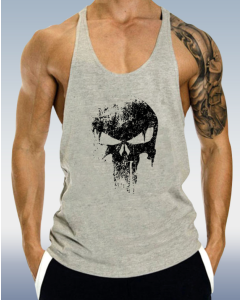 Men's Grey Skull Sports Tank Top