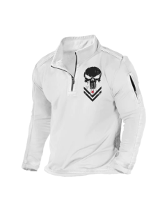 USA SKULL ZIPPER POCKET STAND COLLAR SWEATSHIRT