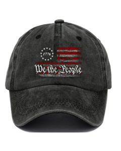 Vinage We The People 1776 Flag Print Baseball Cap