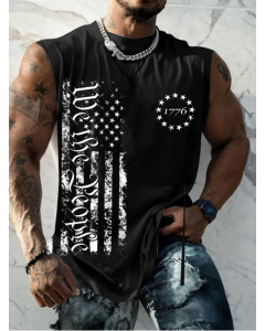 Men's Independence Day We The People Flag Print Tank Top