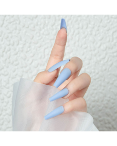 Blue Nail Long Square Blue Matte Finish Acrylic Nail