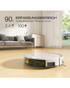 Tesvor M2 Robot Vacuum Cleaner, 6000 Pa Strong Suction Power Robot Vacuum Cleaner, Self-Charging, WiFi, 5200 mAh + 180 Min. Running Time, Ideal for Pet Hair