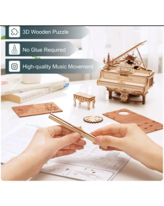 Robotime Rokr Magic Piano Mechanical Self-playing Music Box for Kids and Adults Building Block Kits Toys 3D Wooden Puzzle AMK81 3-7 day delivery | Free shipping
