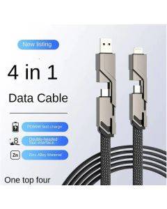 4-in-1 Flat Braided Anti-tangle Charger Cable with Velcro