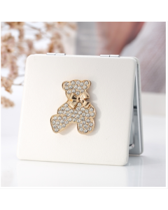 PU leather double-sided folding mirror Portable mini makeup mirror