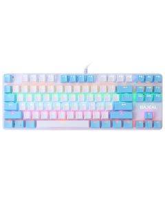Daseey BAJEAL 87 Keys Wired Mechanical Keyboard Mixed Light Mechanical Keyboard with Blue Mechanical Switch White+Blue Sleep Button