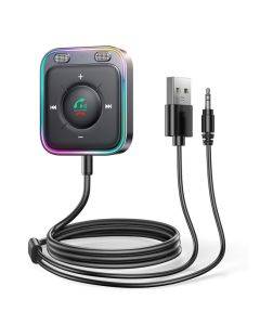 Joyroom bluetooth 5.3 Car Phone Adapter HiFi Stereo Surround Sound HD Hands-free Calls Dual Mic ENC Noise Cancelling LED Light 3.5mm AUX Wireless Receiver