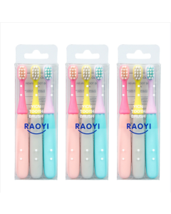 3 boxes selling RAOYI baby cartoon silicone brush head Fine soft brush silk toothbrush (mixed color)