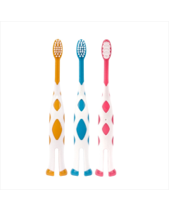 3 sets/set RAOYI Giraffe Soft hair Children's toothbrush Baby cartoon toothbrush (yellow + Blue + red)