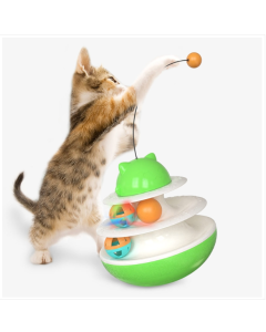 Cat Educational toy Cat Turntable Interactive Play Board Upgrade Track Ball (green)