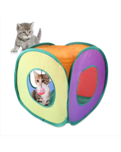 B18210 Square Cat Tunnel Collapsible Cat Tunnel (Rainbow)