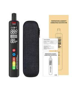 BSIDE X4A Digital Hygrometer Gas Detector, Combustible Gas Analyzer, Temperature and Humidity Tester, with Audible and Visual Alarm, LCD Display, No Batteries, with Bag