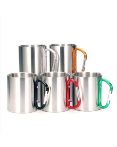 Stainless steel double mug water cup Coffee cup with hiking buckle color random