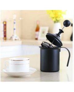 Stainless steel double mesh manual coffee milk foam pump foaming cup milk frother, capacity: 800cc