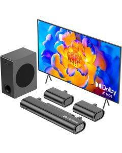 Hiwill Dolby Atmos 5.1CH Sound Bar for Smart TV, w/5.25'' Subwoofer & 2 Rear Speakers Wired Surround Sound System, 380W Peak Power, Compact Bluetooth Soundbar Speaker, eARC/ARC/Optical, HiElite A51