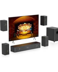 Hiwill-Audio N512,5.1.2CH Soundbar for TV Devices,4 Surround Speakers,400 W Peak Power,Home Cinema Virtual Surround Sound System Sound Bar with 5.25 Inch Subwoofer,ARC/Optical/BT 5.3/AUX/USB