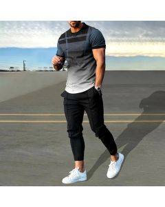 Gradient Plaid Printed T-Shirt And Pants Co-Ord