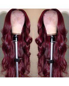 Wine Red Brazilian Long Water Wave Wig