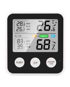 TS-9909-B Multifunction Large Screen Household Thermometer Hygrometer(Black)