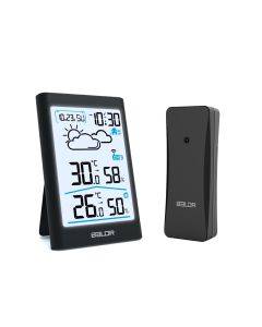 BALDR vertical models indoor and outdoor temperature and humidity meter home wireless weather station LCD display weather forecast electronic alarm clock