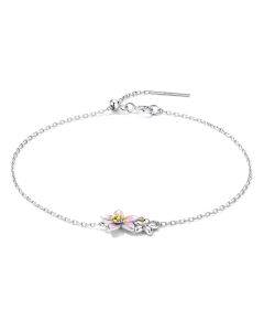 S925 sterling silver beautiful cherry blossom bracelet women's jewelry