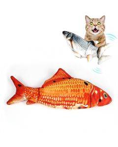 USB charging pet simulation fish electric cat interactive toy, size: 30cm, style: red carp