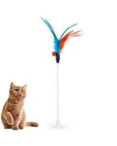 THE Cat Interactive Stick Feather Toy with Fixed Suction Cup(Random Color)