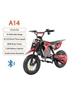 iScooter A14 Kids E-Motorcycle 500W Motor 36V5.2Ah Battery 22km Range 3 Speeds Rear Drive Shock Absorbers for Outdoor Riding