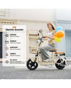 iScooter Y16 14-Inch City Ride E-Scooter Dual Comfortable Seat with Baskets 1200W 48V20Ah Long Range 90-100km Electric scooter