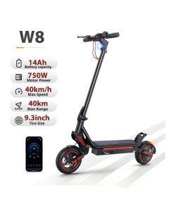 iScooter W8 9.3 Inch Electric Scooter 48V 14Ah 750W Motor 30-40km Max Range 40km/h Max speed Dual Suspension E Scooters With App