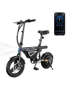 iScooter EB1S Electric Bike 250W Motor 12AH Battery 25km/h High-Speed City E-Bike With 14inch Vacuum Inflatable Tires Foldable Bike Adult Electric Bicycle with APP Control City E-Bike