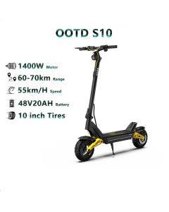 OOTD S10 Electric Scooter 1400W Motor 48V20AH Support APP Speed 55km/H 10 inch Highway Tire Adult Commuter Fold E-Scooter