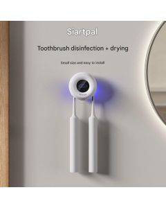 smartPal Toothbrush Sanitizer Smart UV Sterilizer Dryer and Rinse Cup Holder No-Drill Wall-Mounted Rack
