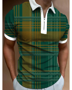 Men's Plaid Casual Polo Shirt