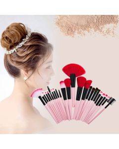 G-24-007 24-in-1 wooden handle makeup brush, foundation brush, makeup tool set (color: pink)