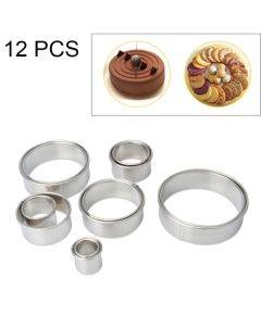 12 PCS / Set Stainless Steel Round Shape Cutting Mould Mousse Cake Doughnut Baking Tools 