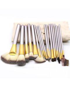 Set of 18 makeup brushes and beauty tools, off-white makeup pen set, size: 25*46cm